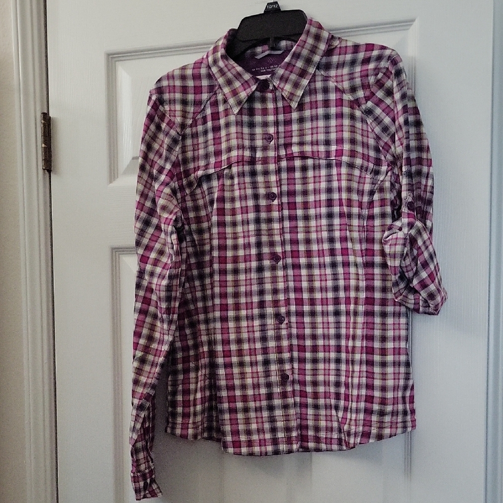 Womens COLUMBIA Omni-Shade Roll Sleeve Shirt Sz M